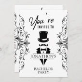 Bachelor Party Vintag Tuxedo Einladung (Vorne/Hinten)