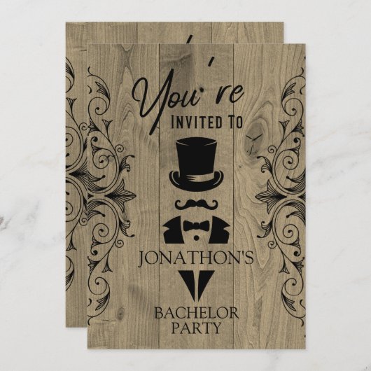 Bachelor Party Vintag Tuxedo Einladung (Vorne/Hinten)