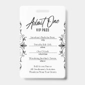 Bachelor Party Vintag Tuxedo VIP Ausweis (Rückseite)