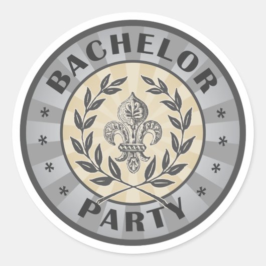 Bachelor Party Wappen Design Runder Aufkleber (Vorderseite)