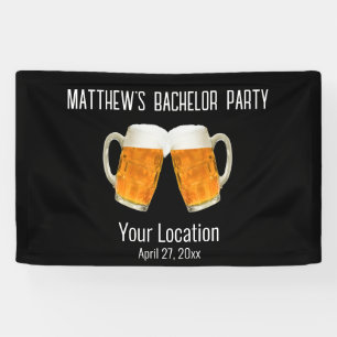 Bachelor Party Wedding Beer Cheer Black Banner