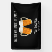 Bachelor Party Wedding Beer Cheer Black Banner (Vertikal)
