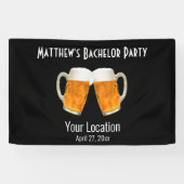 Bachelor Party Wedding Beer Cheer Black Banner (Horizontal)