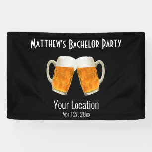 Bachelor Party Wedding Beer Cheer Black Banner