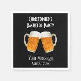 Bachelor Party Wedding Beer Cheer Black Serviette