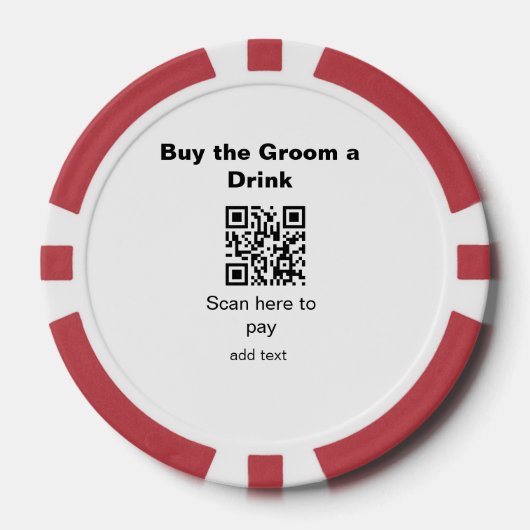 Bachelor QR Scan zu zahlen Bräutigam ein Getränk T Pokerchips (Vorderseite)