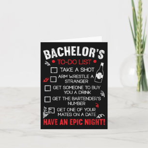 Bachelor to do List Groom Bridge Party Funny Bache Karte