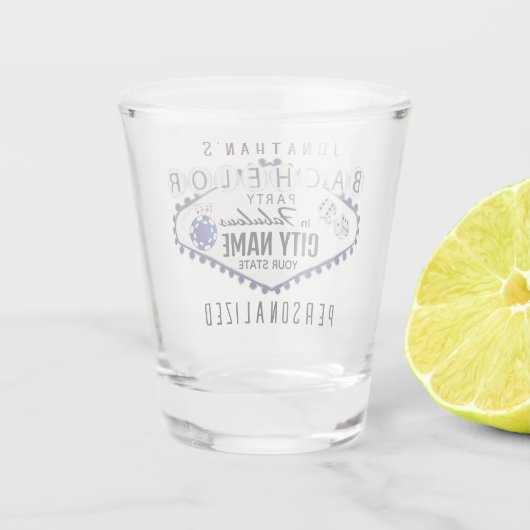 Bachelor - Vegas Poker Style - Dunkelblaues Schult Schnapsglas (Rückseite)