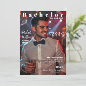 Bachelor Vegas Weekend Magazine Cover Einladung (Stehend Vorderseite)