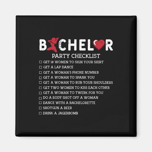 Bachelor versorgt Party Checklist Trauzeuge Magnet (Vorne)