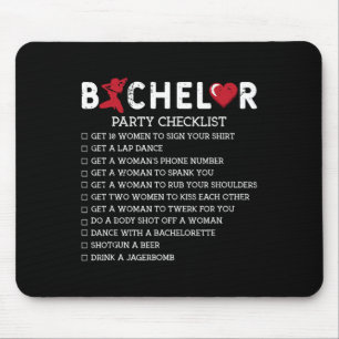 Bachelor versorgt Party Checklist Trauzeuge Mousepad