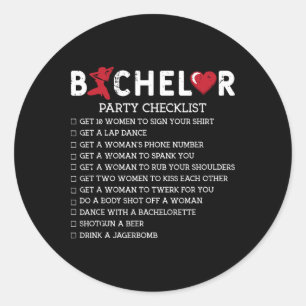Bachelor versorgt Party Checklist Trauzeuge Runder Aufkleber