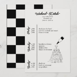 Bachelorett-Wochenende Details Schwarz-Weiß Einladung