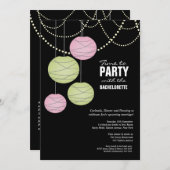 Bachelorette 12x18 Party Pink Grüne Papierlaternen Einladung (Vorne/Hinten)