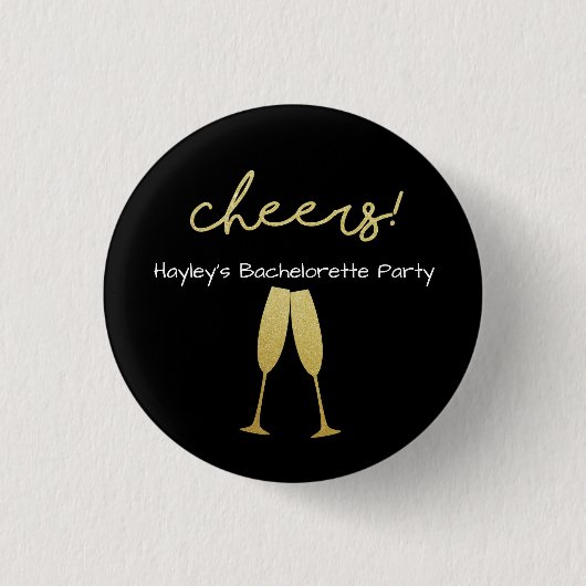 Bachelorette Abzeichen mit Gold Glitzer Button (Vorderseite)