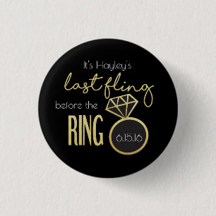 Bachelorette Abzeichen mit Gold Glitzer Button