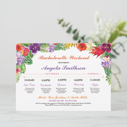 Bachelorette Aloha Brautparty Informationsplan Programm (Stehend Vorderseite)