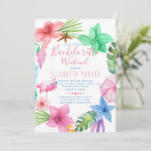 Bachelorette-Bachelorette in hawaiianischem Tropen Einladung (Stehend Vorderseite)