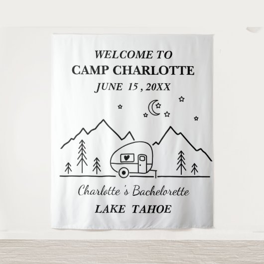 Bachelorette-Banner für niedliche Schwarz-Weiß-Cam Wandteppich (Vorderseite)