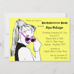 Bachelorette Bash Gelbe Einladung