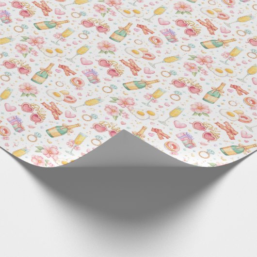 Bachelorette Bash – Watercolor Party Design Geschenkpapier (Ecke)