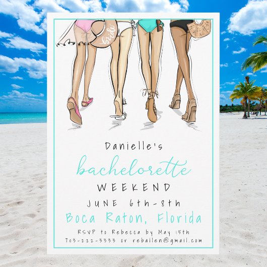 Bachelorette Beach Babes Party Destination Einladung