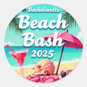 Bachelorette Beach Bash 2025 Tropical Runder Aufkleber