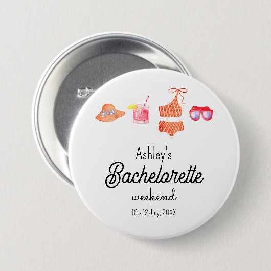 Bachelorette Beach Bikini Weekend Button (Vorne & Hinten)