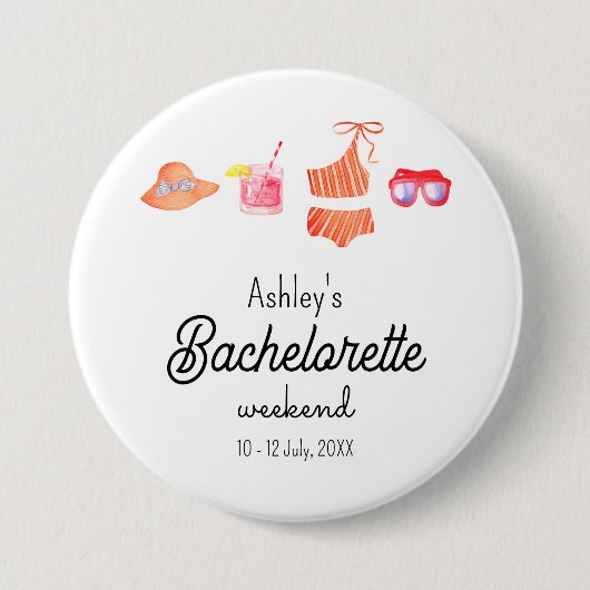 Bachelorette Beach Bikini Weekend Button (Vorderseite)