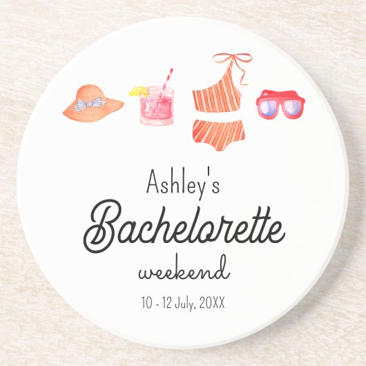 Bachelorette Beach Bikini Weekend Getränkeuntersetzer (Vorne)
