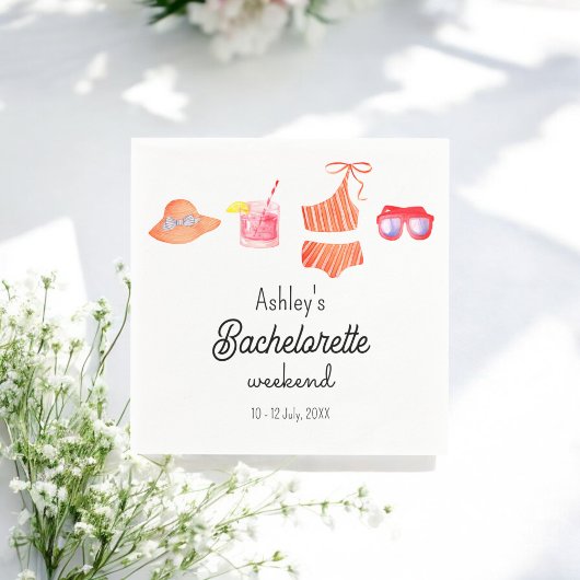 Bachelorette Beach Bikini Weekend Paper Napkin Serviette