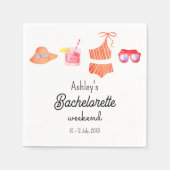Bachelorette Beach Bikini Weekend Paper Napkin Serviette (Vorderseite)