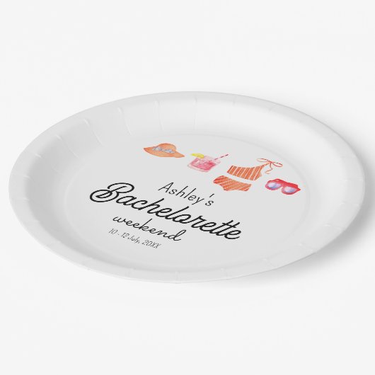Bachelorette Beach Bikini Weekend Pappteller (Schrägansicht)