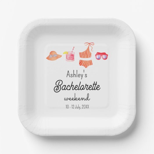 Bachelorette Beach Bikini Weekend Pappteller (Vorderseite)