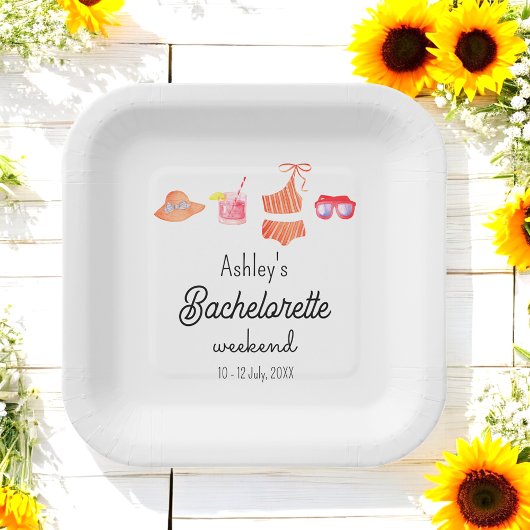 Bachelorette Beach Bikini Weekend Pappteller