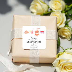 Bachelorette Beach Bikini Weekend Quadratischer Aufkleber