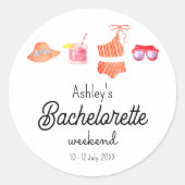 Bachelorette Beach Bikini Weekend Runder Aufkleber (Vorderseite)
