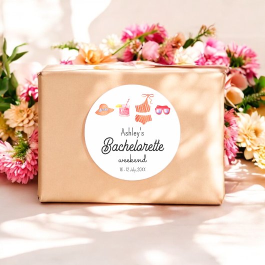 Bachelorette Beach Bikini Weekend Runder Aufkleber