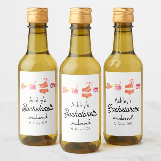Bachelorette Beach Bikini Weekend Weinetikett (Flaschen)