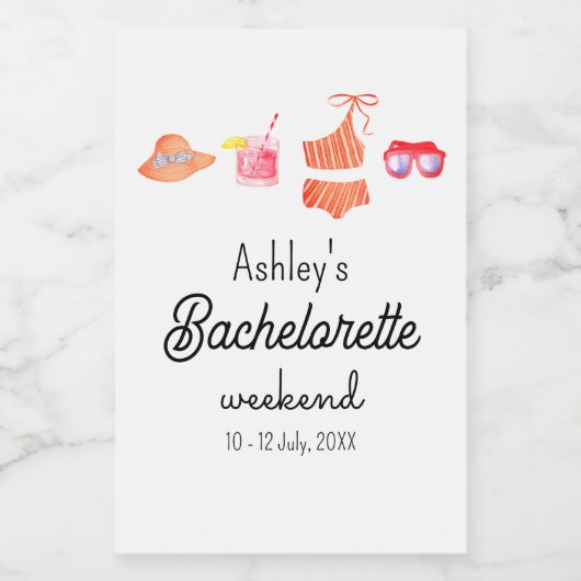Bachelorette Beach Bikini Weekend Weinetikett (Einzelnes Label)