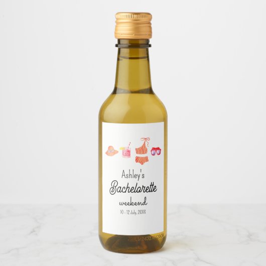 Bachelorette Beach Bikini Weekend Weinetikett (Vorderseite)