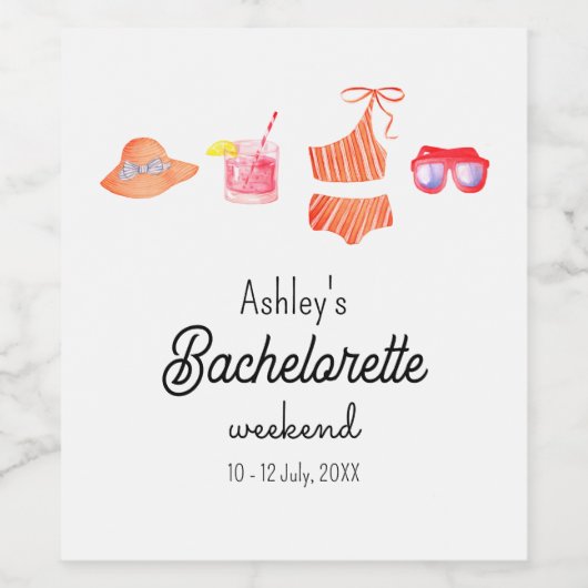 Bachelorette Beach Bikini Weekend Weinetikett (Einzelnes Label)