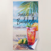 Bachelorette Beach Monogram Cocktail Seascape Strandtuch (Vorderseite)