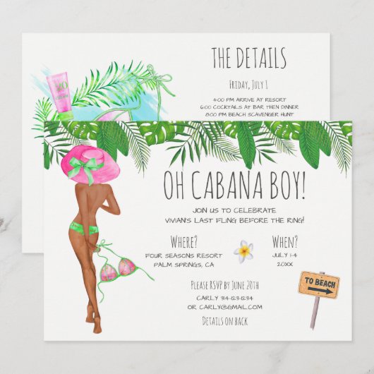 Bachelorette Beach Weekend Einladung (Vorne/Hinten)