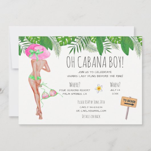 Bachelorette Beach Weekend Einladung (Vorderseite)