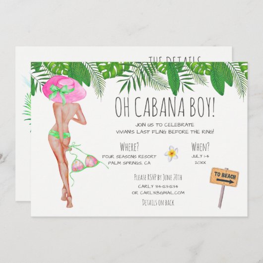Bachelorette Beach Weekend Einladung (Vorne/Hinten)