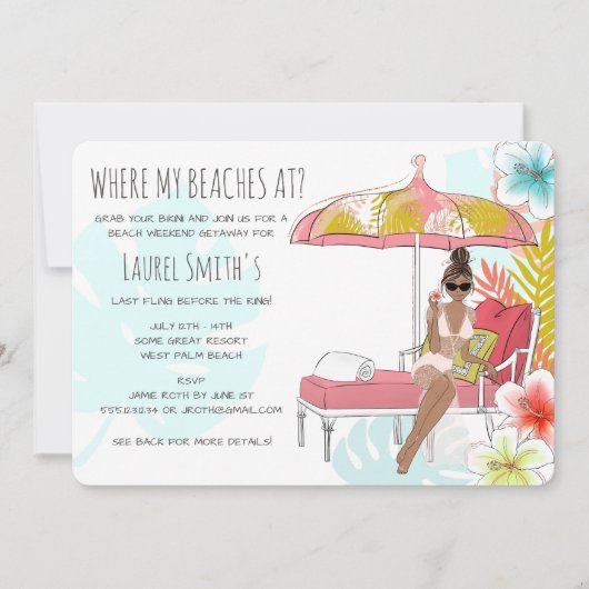 Bachelorette Beach Weekend Einladung (Vorderseite)