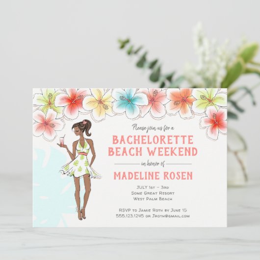 Bachelorette Beach Weekend Einladung (Stehend Vorderseite)