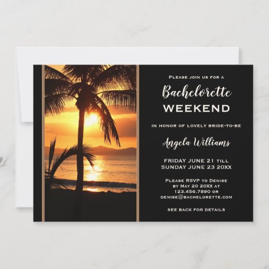 Bachelorette Beach Weekend Itinerary  Einladung (Vorderseite)