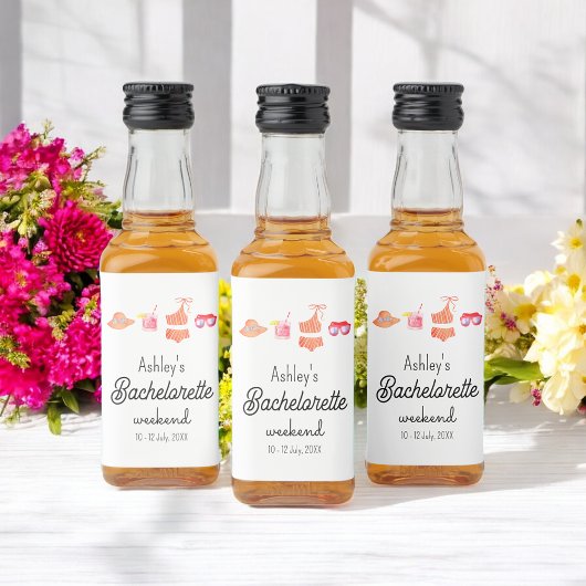 Bachelorette Beach Weekend Pool Party Alkoholflaschenetikett